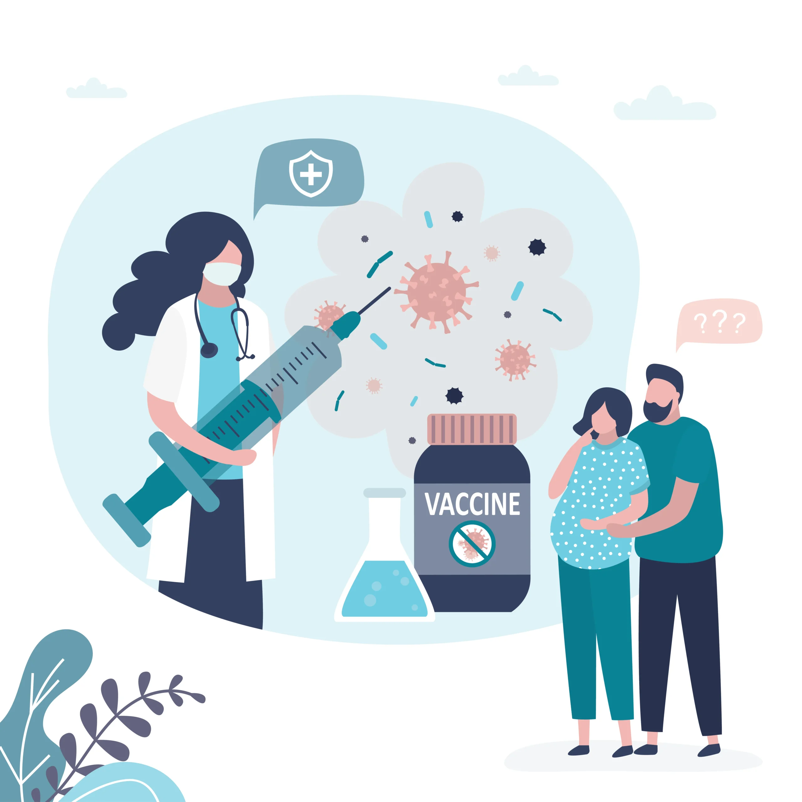 Illustration of a healthcare professional administering a vaccine to represent the importance of immunization and pharmacy vaccinations.