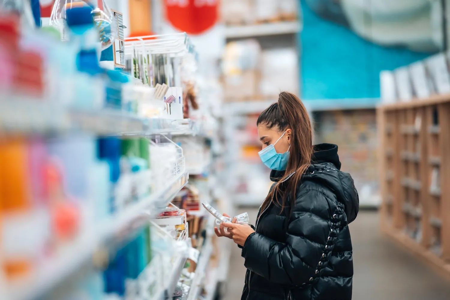 Customer browsing healthcare products and medical supplies inside a well-stocked medical supply store, representing a trusted medical supply store near you with a wide range of home healthcare essentials.